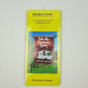 Meadow Creek Garden Flag Christmas Air Stream Camper Take Trailer Wherever 18"